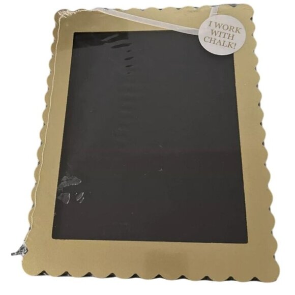 Gold & Black Easel-Style Chalkboard Double-sided Sign With Scalloped Edges & Rib - Picture 2 of 3
